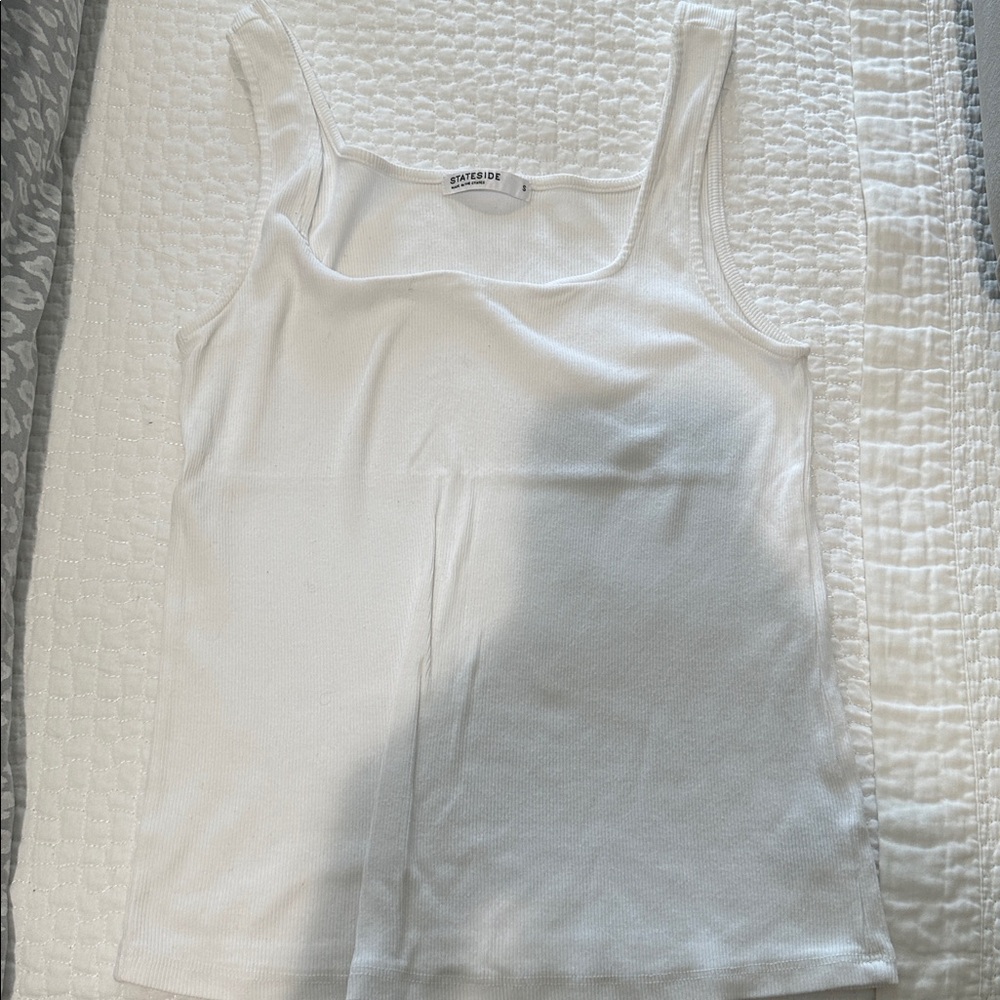 Stateside 2X1 Rib U Neck Tank white sz S